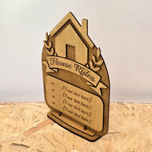 Personalised Airbnb House Rules Sign – Laser Engraved Wooden Guesthouse Plaque