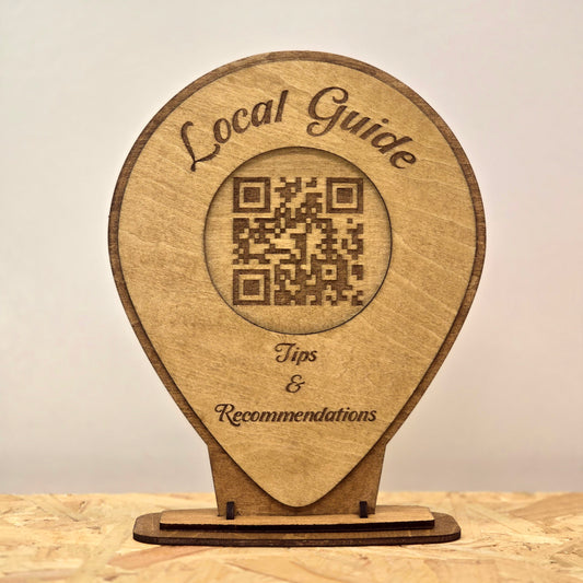 Local Guide QR Code Sign – Personalised Wooden Airbnb Recommendations Plaque
