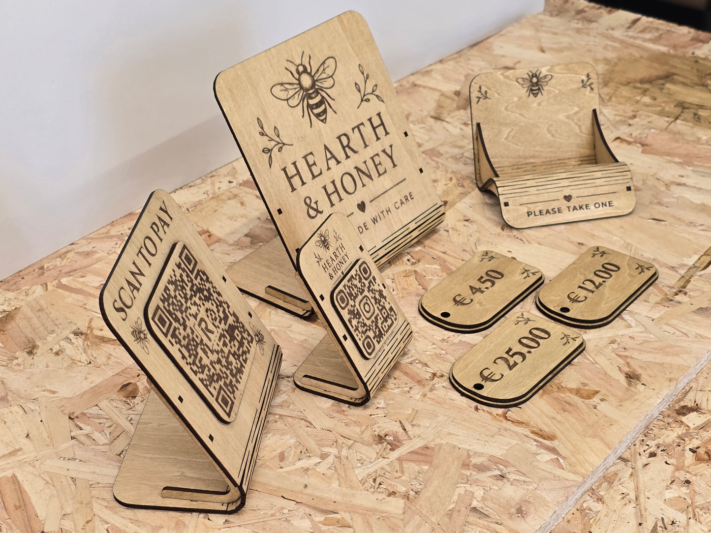 Craft Fair Stall Signage Pack – Custom Laser Engraved Plywood Display Set