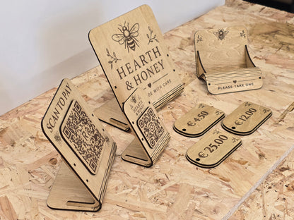 Craft Fair Stall Signage Pack – Custom Laser Engraved Plywood Display Set