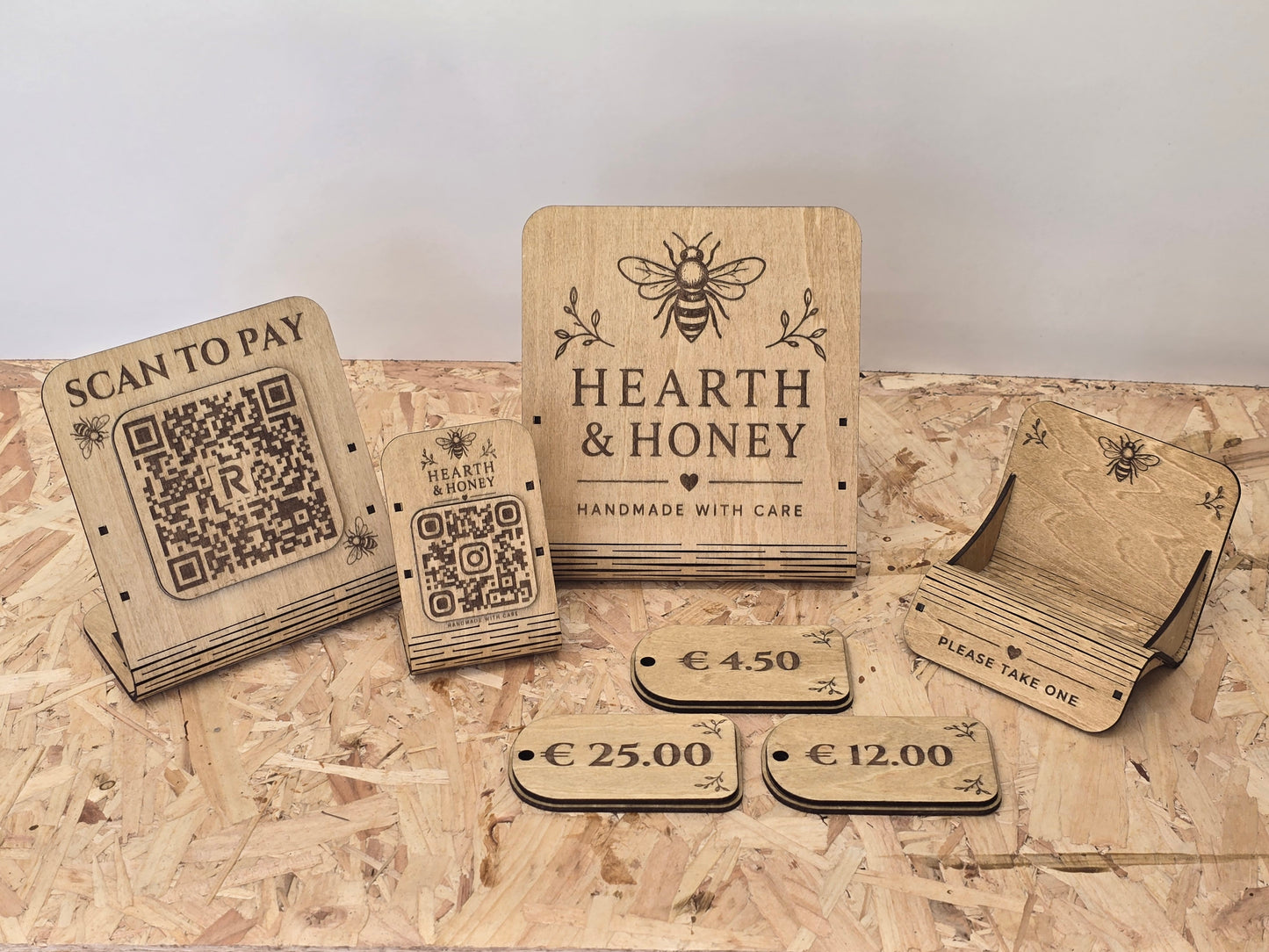 Craft Fair Stall Signage Pack – Custom Laser Engraved Plywood Display Set