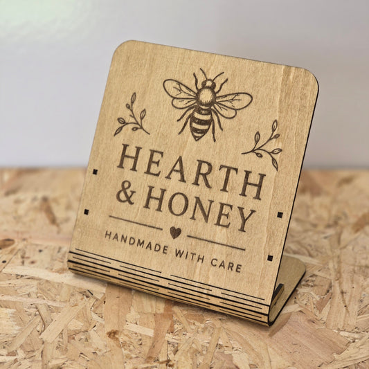 Custom Branded Market Stall Sign – Laser Engraved Plywood Table Display