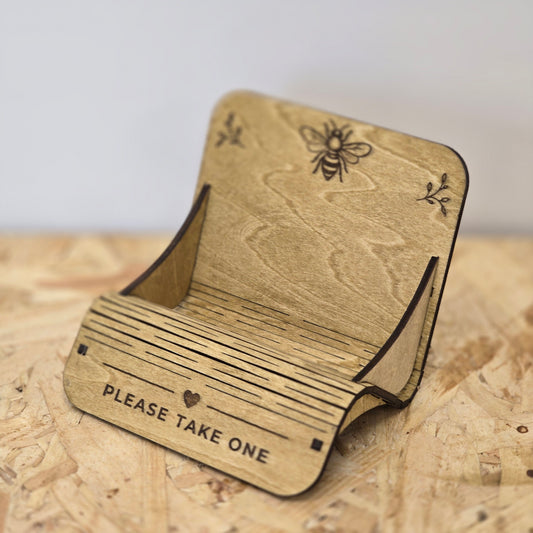Custom Business Card Holder – Wooden Market Stall Display