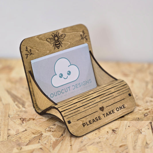 Custom Business Card Holder – Wooden Market Stall Display