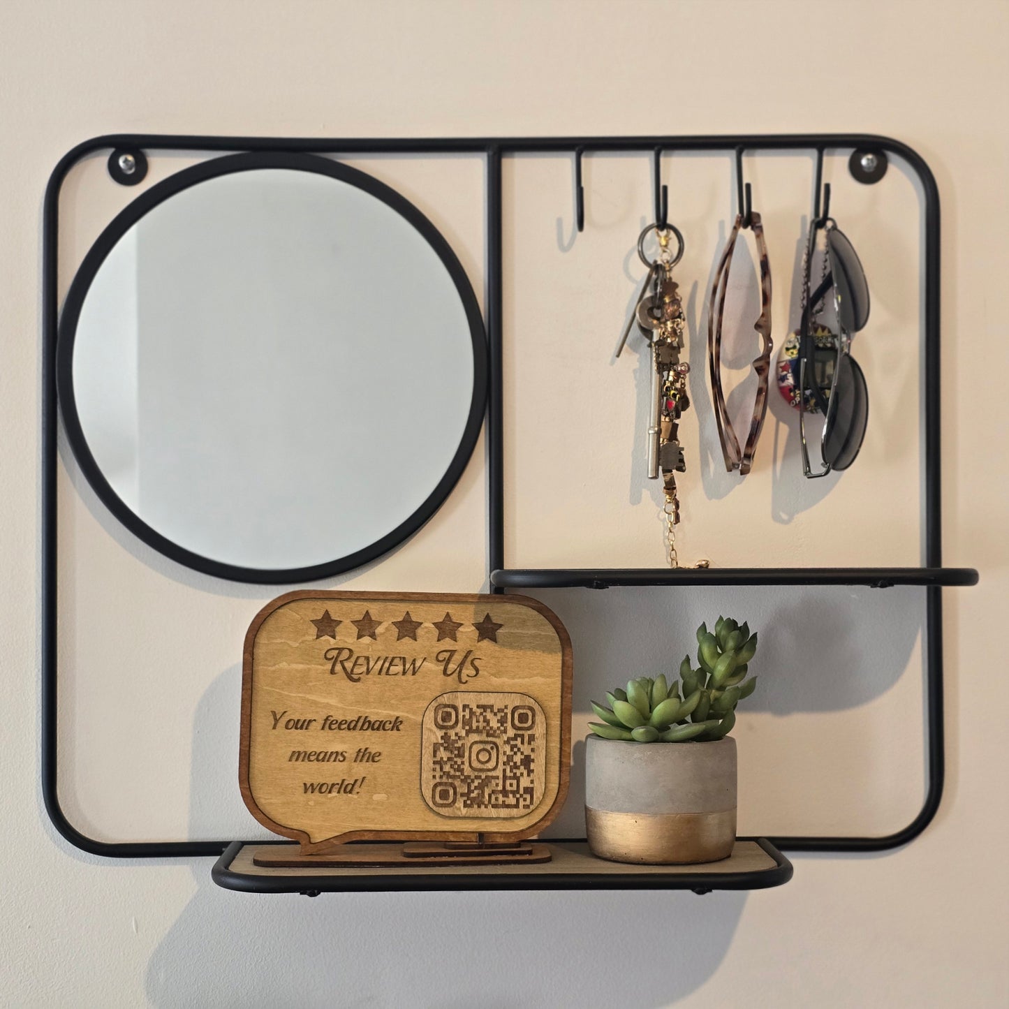 Review Us QR Code Sign – Personalised Wooden Airbnb Guest Feedback Plaque