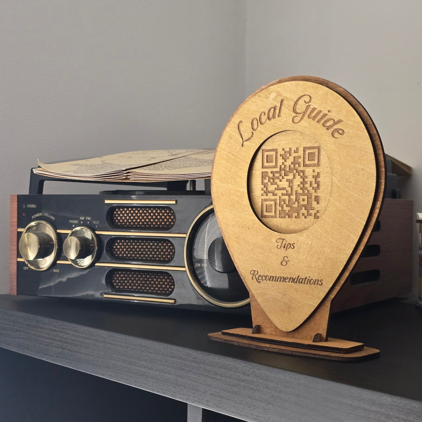 Local Guide QR Code Sign – Personalised Wooden Airbnb Recommendations Plaque