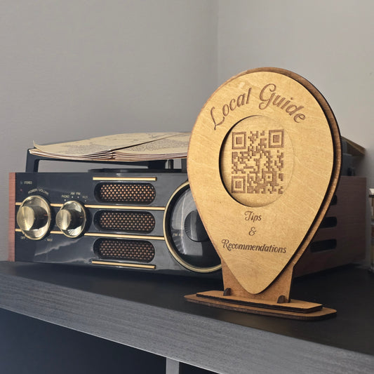 Local Guide QR Code Sign – Personalised Wooden Airbnb Recommendations Plaque