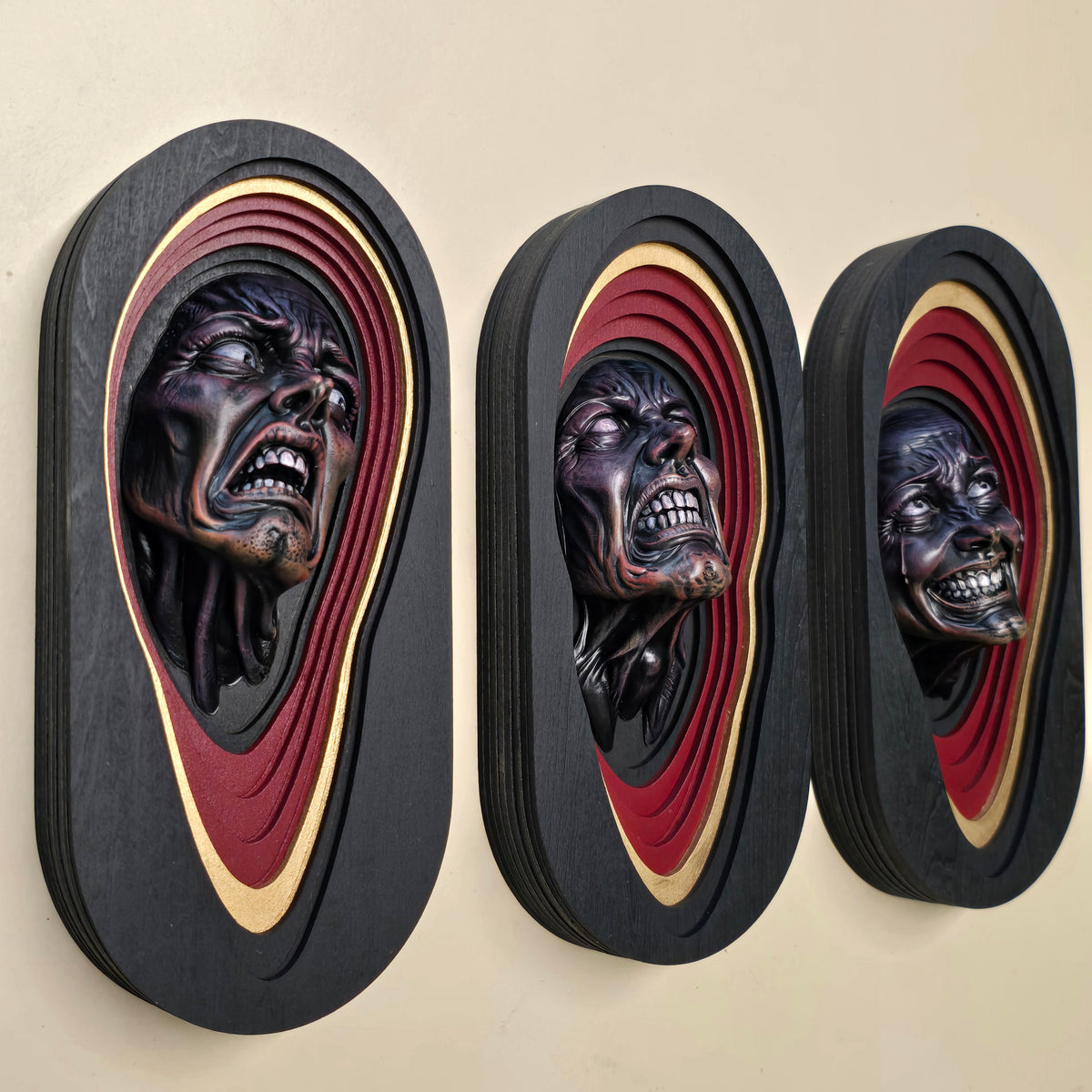 3D Horror Wall Art – Screaming Face Sculptures