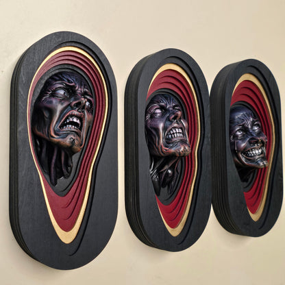 3D Horror Wall Art – Screaming Face Sculptures