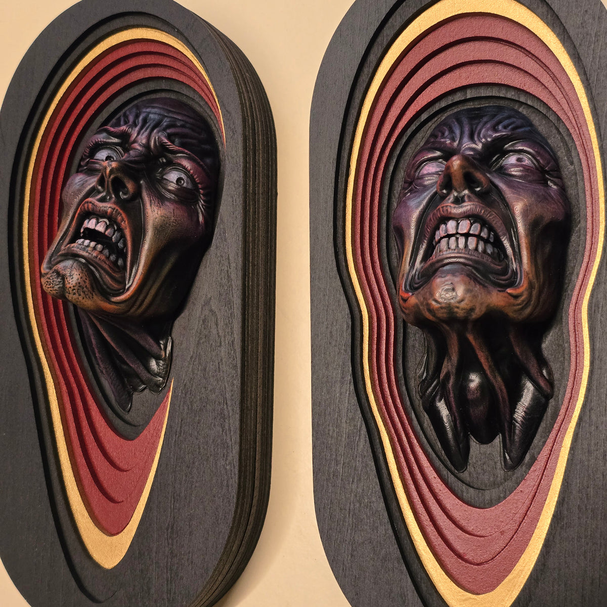 3D Horror Wall Art – Screaming Face Sculptures