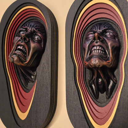 3D Horror Wall Art – Screaming Face Sculptures
