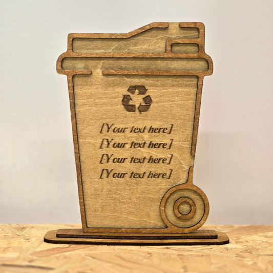 Bin & Recycling Information Sign – Personalised Wooden Airbnb Guest Plaque