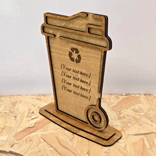 Bin & Recycling Information Sign – Personalised Wooden Airbnb Guest Plaque