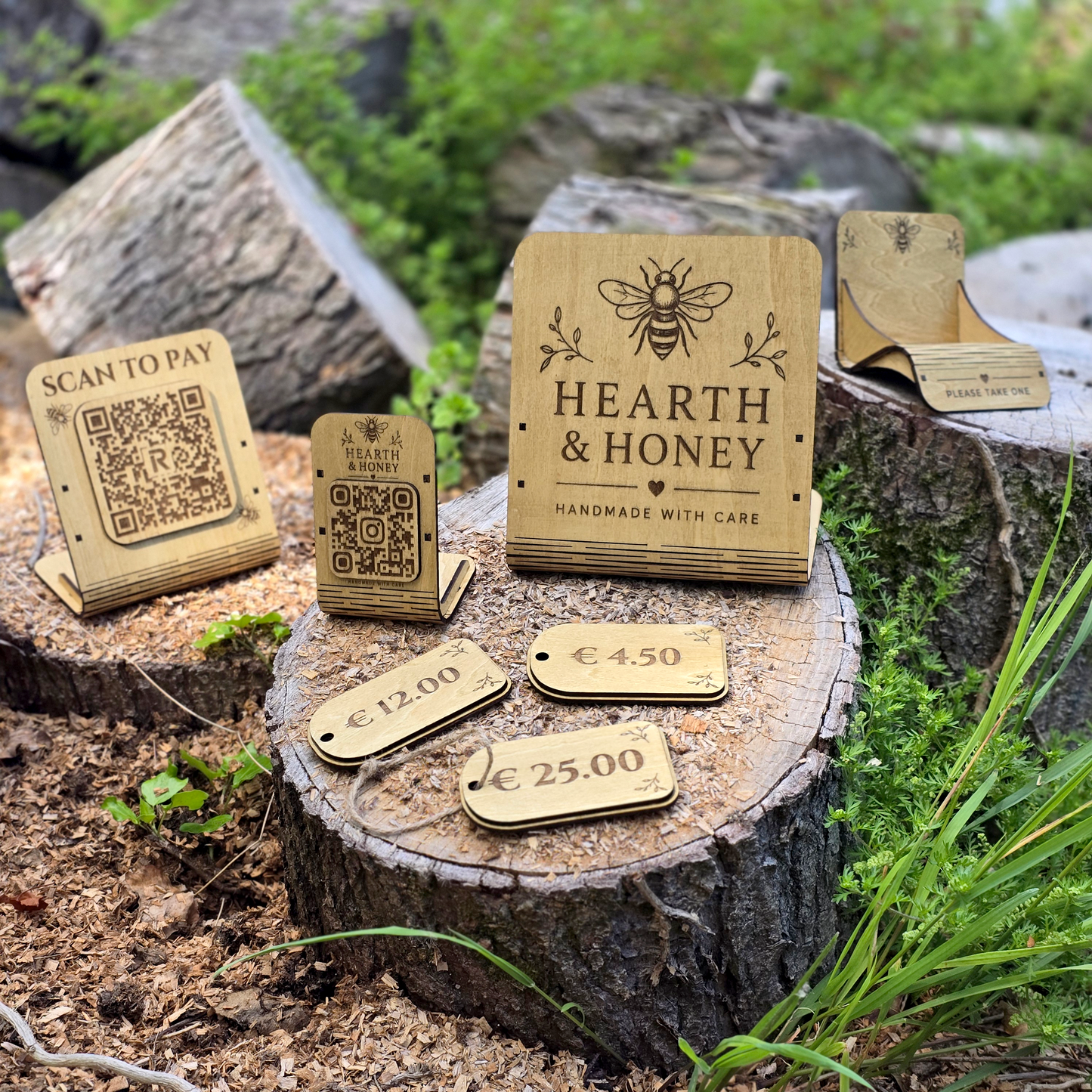 Craft Fair Stall Signage Pack – Custom Laser Engraved Plywood Display Set