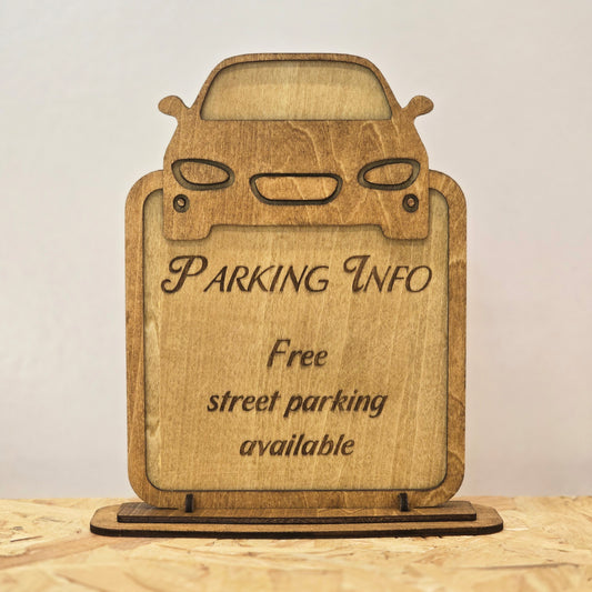 Parking Information Sign – Personalised Wooden Airbnb Guest Parking Plaque