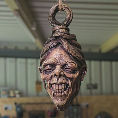 Hand-Painted Hanging Shrunken Heads | Gothic Horror Decorations